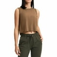 thumbnail image 4 of Playeras,Blusas y Tops,Ropa para Mujer Camisetas Sin Mangas Mujer Traje de yoga con espalda hueca para mujer, camiseta sin mangas corta ligera para deportes de fitness (Coffee, M), 4 of 5