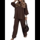 thumbnail image 1 of Traje de Dos Piezas para Mujer: Cuello Redondo, Top Básico, Pantalón . Marrón XXXL, 1 of 8