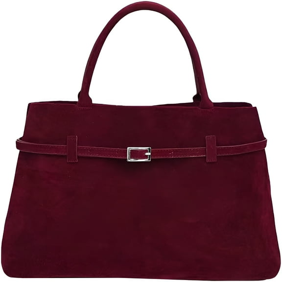 TELOLY Suede Tote Bag Women Underarm Shoulder Bag Retro Vintage Top-handle Purse Satchels Work Bag Fall