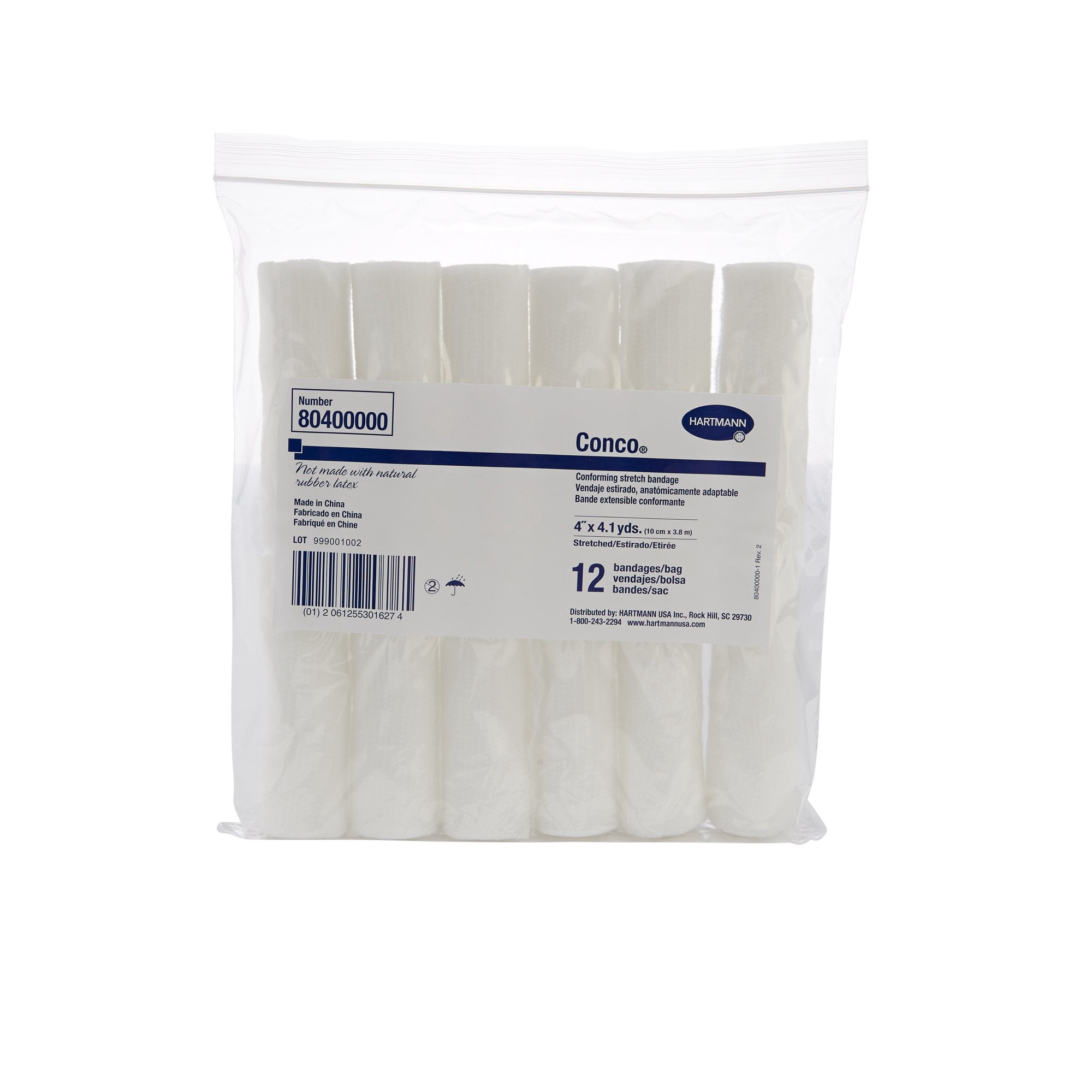 Hartmann Conco White Conforming Bandage NonSterile 4" x 4-1/10 Yd 80400000 96 per Case