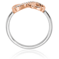 thumbnail image 3 of 14K Solid Two Tone Gold White Rose Infinity Twisted Love Knot Symbol Heart Diamond Woven Crisscross Band Statement Ring, 3 of 9