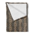 thumbnail image 2 of Damask Soft Flannel Fleece Throw Blanket, Tribal Style Vertical Floral Aboriginal Swirly Petal Branches Floral Motif, Cozy Plush for Indoor and Outdoor Use, 50" x 70", Tan and Dark Grey, by Ambesonne, 2 of 5