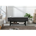 thumbnail image 6 of Guyou Storage Bench Sherpa End of Bed Ottoman Bench with Wooden Shoe Rack and Coffee Table, Modern Upholstered Long Seating Bench Entryway Bench for Hallway Foyer Living Room Bedroom, Black, 6 of 9