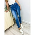 thumbnail image 2 of Women's High Waisted Skinny Ripped Jeans Stretch Distressed jeans for women, Light Denim, Medium, 2 of 6
