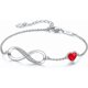 thumbnail image 1 of Infinity Heart Symbol Charm Bracelet for Women 934 Sterling Silver Adjustable Mother's Day Jewelry Gift Birthday Valentines Day Gifts for Women Mom Wi, 1 of 4