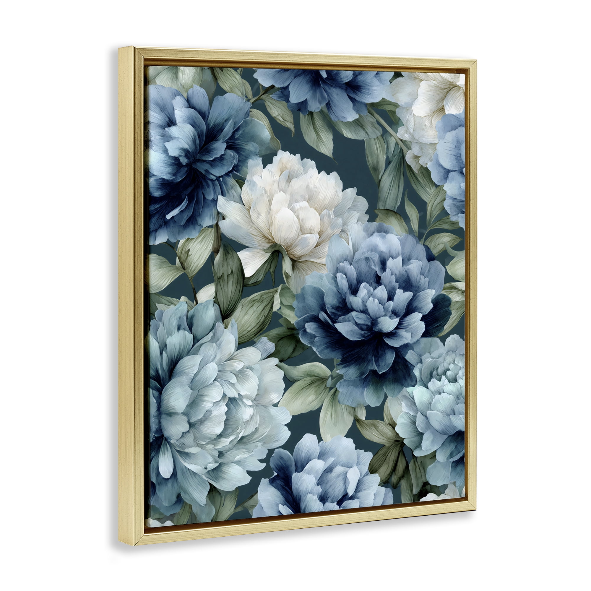 Stupell Industries Blooms On The Vine Gold Framed Floater Canvas Wall Art, design by Franklyn Gregory