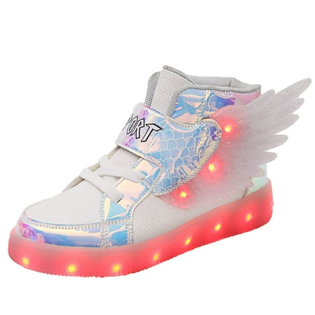 

YUNICUS kids Rechargeable Light Up Shoes LED USB Wings Sneakers