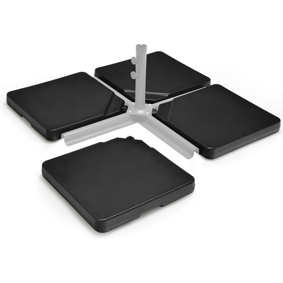 CZMDZH Cantilever Umbrella Base 220 lbs, 4 PCS Patio Umbrella Stand Water Sand Filled, Heavy Duty HDPE Offset Umbrella Weights with 4 Connecting Pins, Easy-Fill Spouts, for Outside Garden Poolside