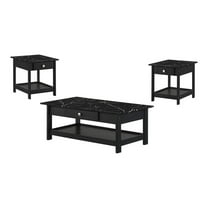 Furniture of America Histe Wood Storage 3-Piece Coffee Table Set in Black