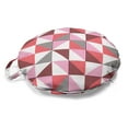 thumbnail image 1 of Geometric Round Floor Cushion with Handle, Simple Repeating Pattern of Halved Triangles with Stripe Ornaments, Pillow for Living Room & Dorms, 18" Round, Coral Pink and Dark Grey, by Ambesonne, 1 of 4