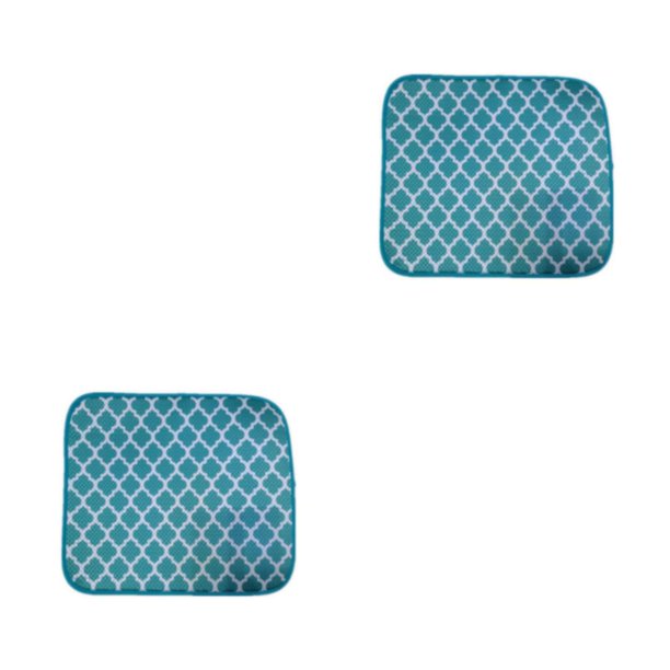 Kearding Práctico tapete escurridor de platos para la organización de la cocina Protege el mostrador de rasguños y desgastes Estera de secado Lago azul Largo 40*45cm 2Conjunto