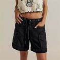 thumbnail image 2 of Summer Womens Shorts Fashion Shorts For Women Jean Casual High Waisted Straight Leg Baggy Denim Loose Fit Short Jeans Pants For Women, 2 of 7