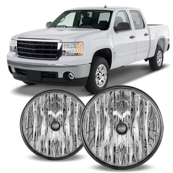 Winjet Série OEM pour [2007-2014 Sierra] 2007 2008 2009 2010 2011 2012 2013 GMC Sierra 1500/2007-2014 GMC Sierra 2500 HD/3500 HD Lentilles Claires Feux de Brouillard de Conduite avec Ampoules 12V 24W
