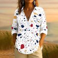 thumbnail image 2 of Sexlip Casual Printed T-shirt Long Sleeved Lapel Button Comfortable Loose Fit Women Top Fashionable Daily Wear Stylish Design Perfect for Home and Work White S, 2 of 5