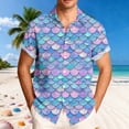 thumbnail image 1 of Ceisia Men's Relaxed Fit Iridescent Mermaid Scale Print Hawaiian Shirt Short Sleeve Summer Beach Casual Button Down Shirt (S-5XL) Gifts, 1 of 6