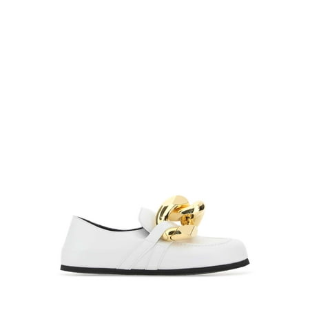 

JW ANDERSON White Leather Chain Loafers