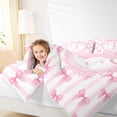 thumbnail image 3 of Manfei Letter J Monogrammed Stripes Twin Bedding Sets 7-Piece for Women Teens,Girls Kids Shabby Chic Pink Lace Bow Bedding Comforter Set,Pink Reversible,Luxury Bedroom Decor, 3 of 7