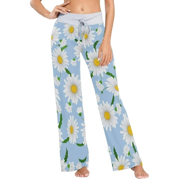 GZHJMY Women's Pajama Pants Chamomile Flowers Comfy Stretch Sleepwear Essentials womens Lightweight Lounge Terry Pajama Pant, Small