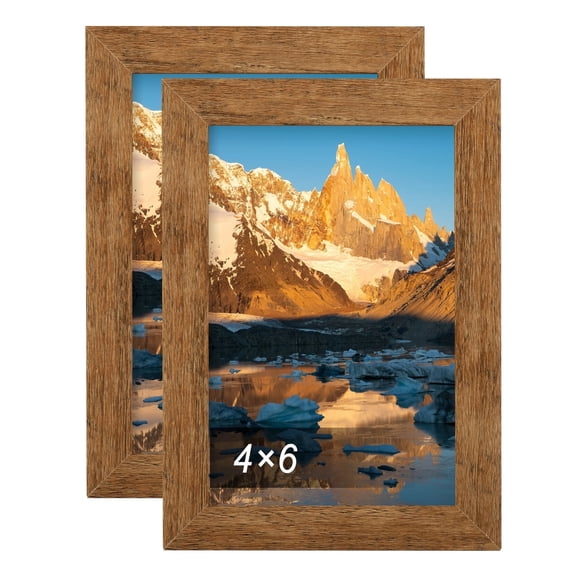 4x6 Picture Frames Rustic Wood, Density Board & Acrylic Picture Frames with Back Stand for Home Decor, Tabletop Display 2pcs