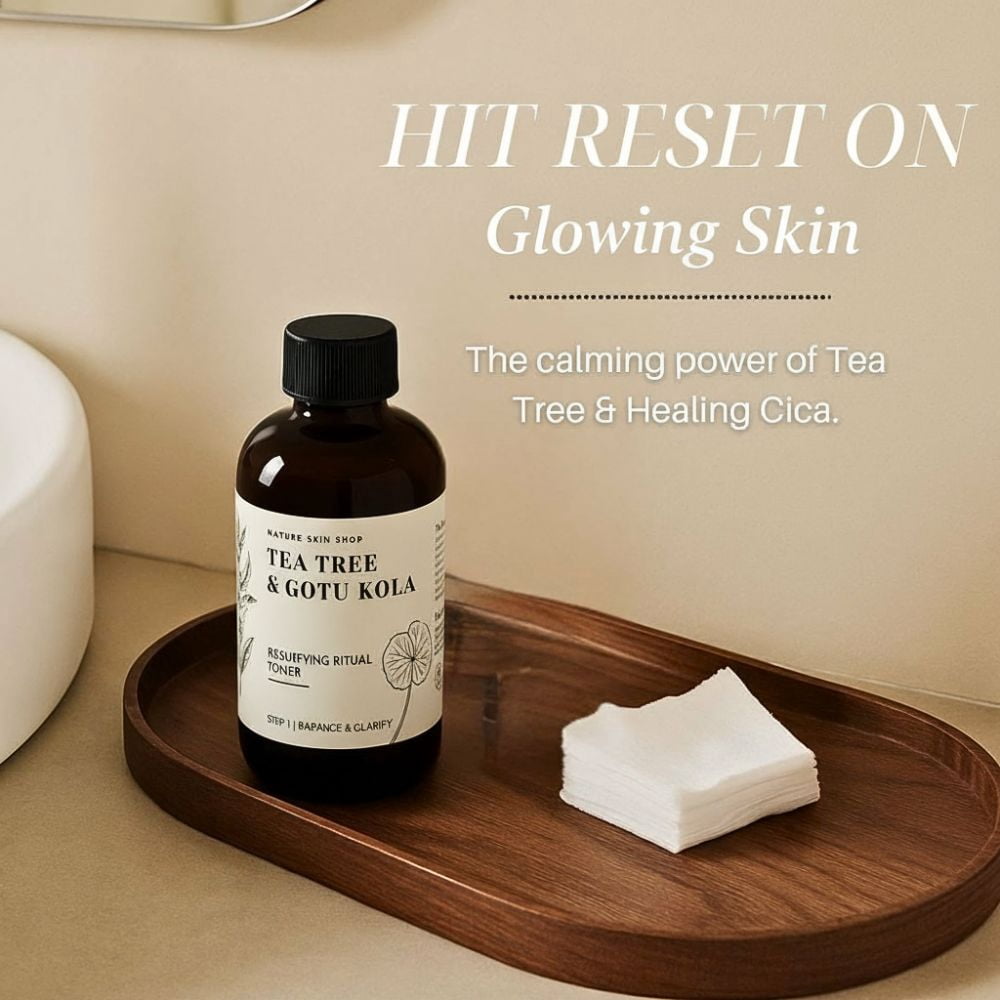 Nature Skin Shop Tea Tree & Cica Clarifying Toner, Visibly Refines Pores & Soothes Blemish-Prone Skin, with Gotu Kola, 4 Ounces