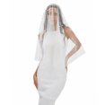 thumbnail image 2 of ESASSALY Pearl Bride Wedding Party Veil Tulle Hair Accessories Fingertip Length Bridal Veils for Women, 2 of 8