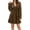 Brown, variant on Ruimatai Women's Solid Velvet Long Sleeve Dress, V Neck Empire Waist Ruffle Mini Dress, Elegant Swing Dress