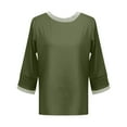thumbnail image 3 of Women's Casual Color Block Ribbed Crew Neck Top Technical Shirts Women Long Sleeve Women Small Tops Jr Fall Fashion T Neck Tops for Women Running Top Women Long Sleeve T Shirts Women Valentines Day, 3 of 3
