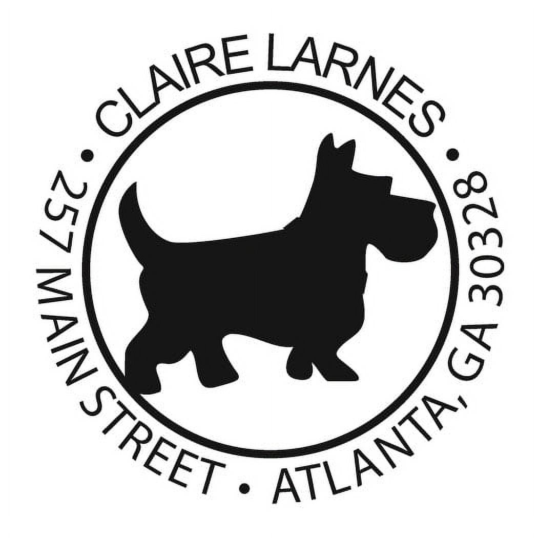 Personalized Round Self-Inking Rubber Stamp - Scottish Terrier