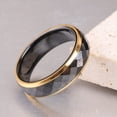 thumbnail image 2 of PAMTIER Unisex Ceramic 6mm Personality Simple Multi-Faceted White and Black Rhombic Cut 2 Colors Ring Couple Wedding Band Gold Plated Black Size 8, 2 of 5