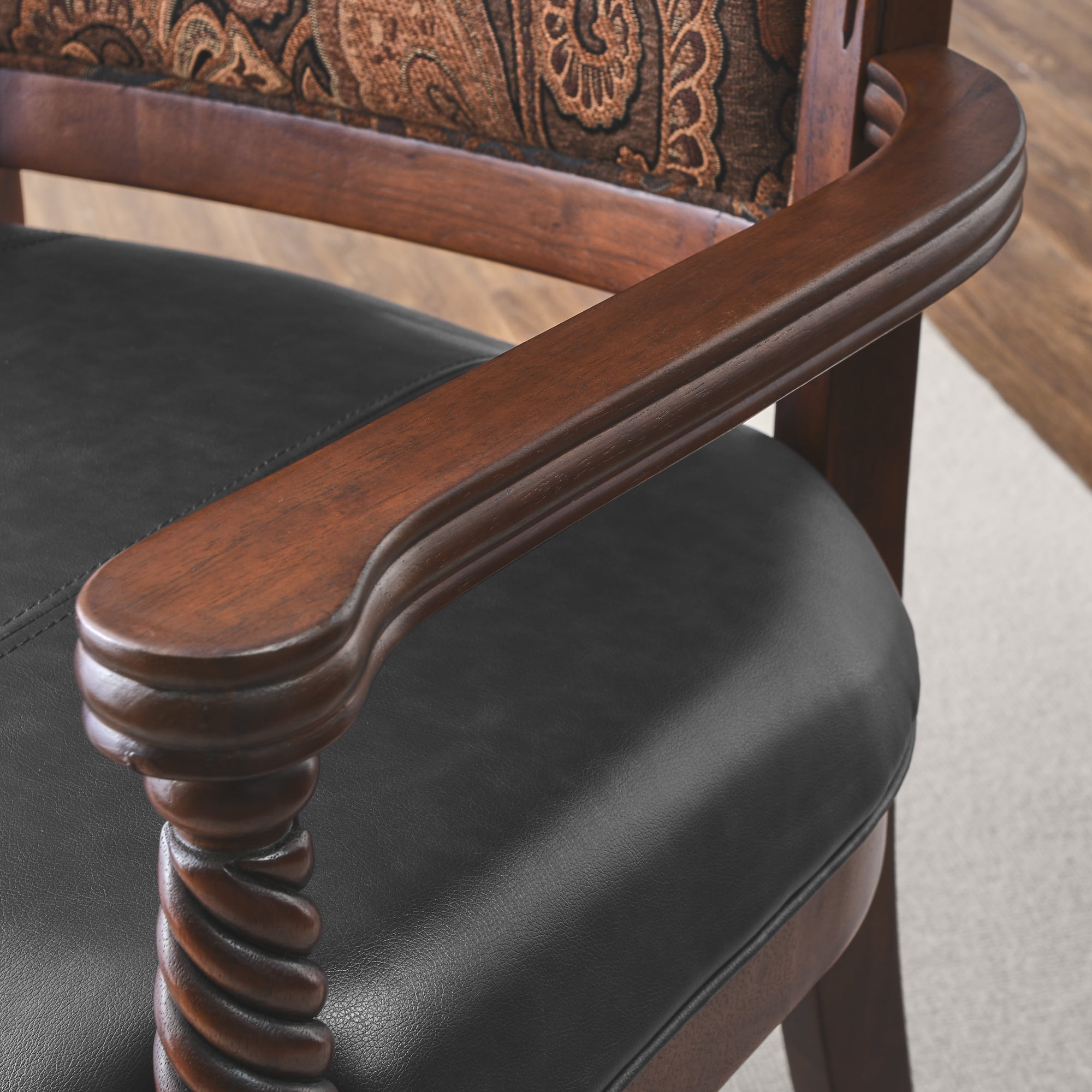 Resenkos European-Style PU leather Wood Dining Chairs Carved Armchair Cffice Chairs Walnut