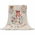 thumbnail image 2 of Christmas Throw Flannel Blanket 40x50In Christmas Balls Shells Starfish Conch Linen Super Soft Cozy Bed Blanket, Lightweight Plush Fuzzy Bed Throw for Bedroom Sofa Couch Living Room, 2 of 4