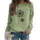 thumbnail image 1 of Sudadera de manga larga para mujer con estampado de diente de león, cuello redondo, manga larga, informal, suelta, sudadera, 1 of 5
