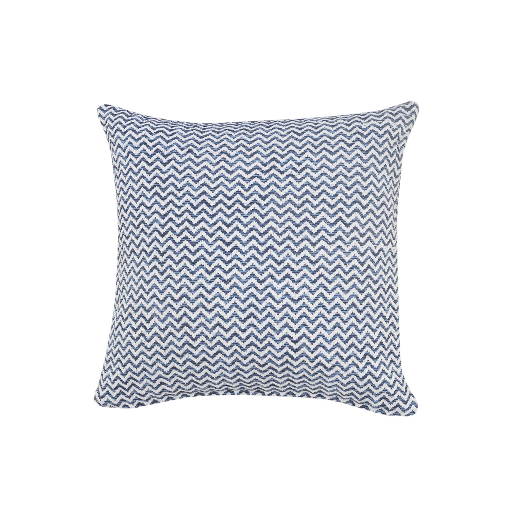 Laddha Home Designs Handwoven Over Tufted Chevron Cotton Throw Pillow Cover - 22" - Blue and White