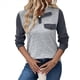 thumbnail image 1 of Blusa Holgada de Retazos con Cuello de Solapa y Botones de Larga con Bloques de Color para Mujer, Estilo Urbano Y2K Gris M, 1 of 9