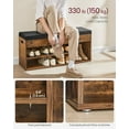 thumbnail image 5 of Storage Bench with Cushion for Home, 3 Compartments Shoe Organizer, Entryway Bench, Rustic Brown and Black, 5 of 6