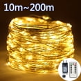 thumbnail image 2 of Guirnalda de luces LED de 100 m y 200 m con alambre plateado, guirnalda navideña para exteriores, calle, árbol de Año Nuevo, decoración para bodas y fiestas, 2 of 5