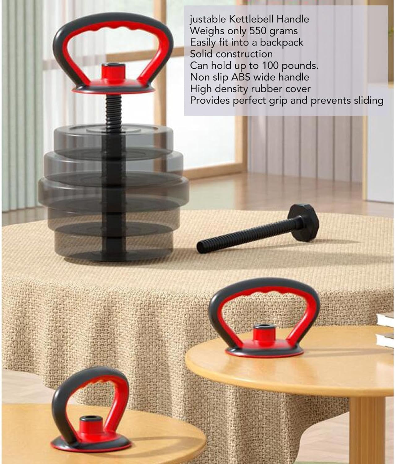 Adjustable Kettlebell Handle, Ergonomic Weight Plate Kettlebell Handle Strength Training Accessories for Home Gym