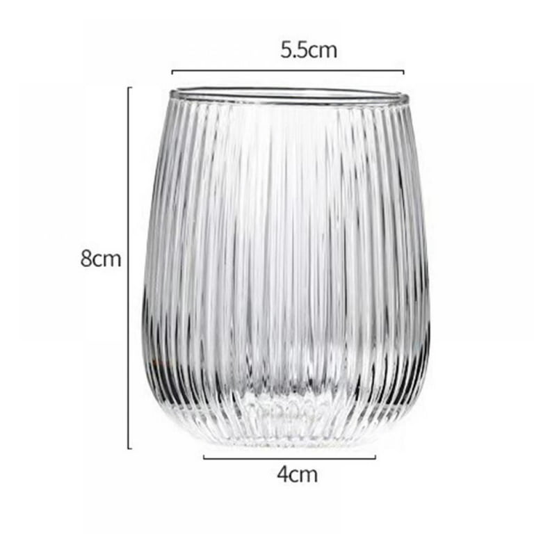Gracenal Ribbed Glass Cups with Straws 12oz, Drinking Clear