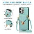 thumbnail image 3 of Nalacover Wallet Case for iPhone 15 Pro Crossbody with Lanyard, Elegant PU Leather Shoulder Strap Case with Credit Card Holder, Full Protection Metal Buckle Shockproof Phone Case, Green, 3 of 6
