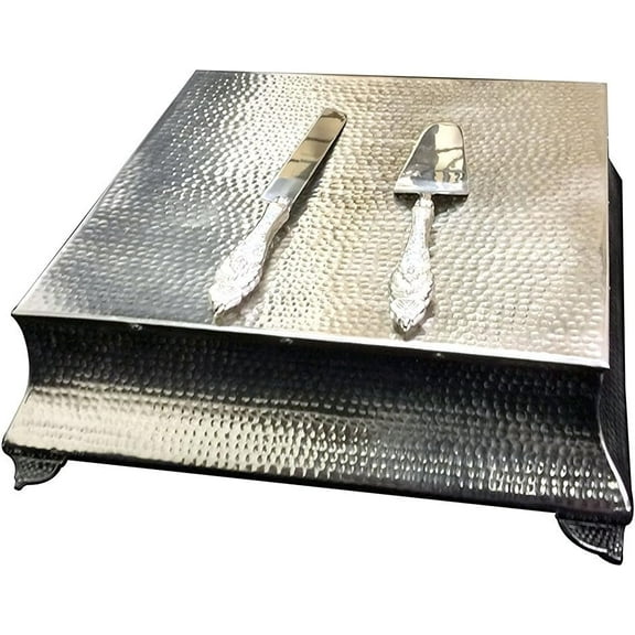 NauticalMart Silver Wedding Cake Stand 14" Square