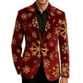 thumbnail image 4 of qolati Christmas Blazer for Men Vintage Corduroy Suit Jacket Xmas Graphic One Button Holiday Party Jackets Work Blazers with Pockets Red L, 4 of 7