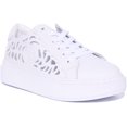 thumbnail image 1 of Guess Pepzi Women's Lace Up Leather Blend Trainers In White Size 5.5, 1 of 6