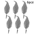 thumbnail image 1 of 6Pcs Christmas Tree Decoration Clip On Fake Feather Glittery Baubles Ornament, 1 of 4