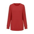 thumbnail image 6 of Women's Rib Knit Long Sleeve Mid Length Pullover Sweater, Lightweight Loose Fit Crewneck Top with Functional Pockets for Casual Wear, Fall Winter Season Outfits and Daily Comfort Fashion Red XL, 6 of 8