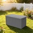 thumbnail image 4 of 100 Gallon Resin Deck Box, Lockable Patio Outdoor Storage Box for Patio & Garden-Gray, 4 of 12