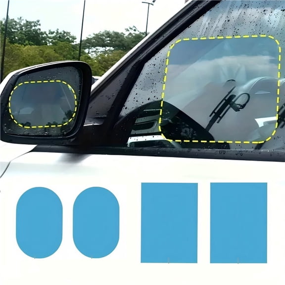 4 Pcs Car Mirror Waterproof Film, Rain & Fog Repellent Protector for Cars SUVs Trucks and Buses