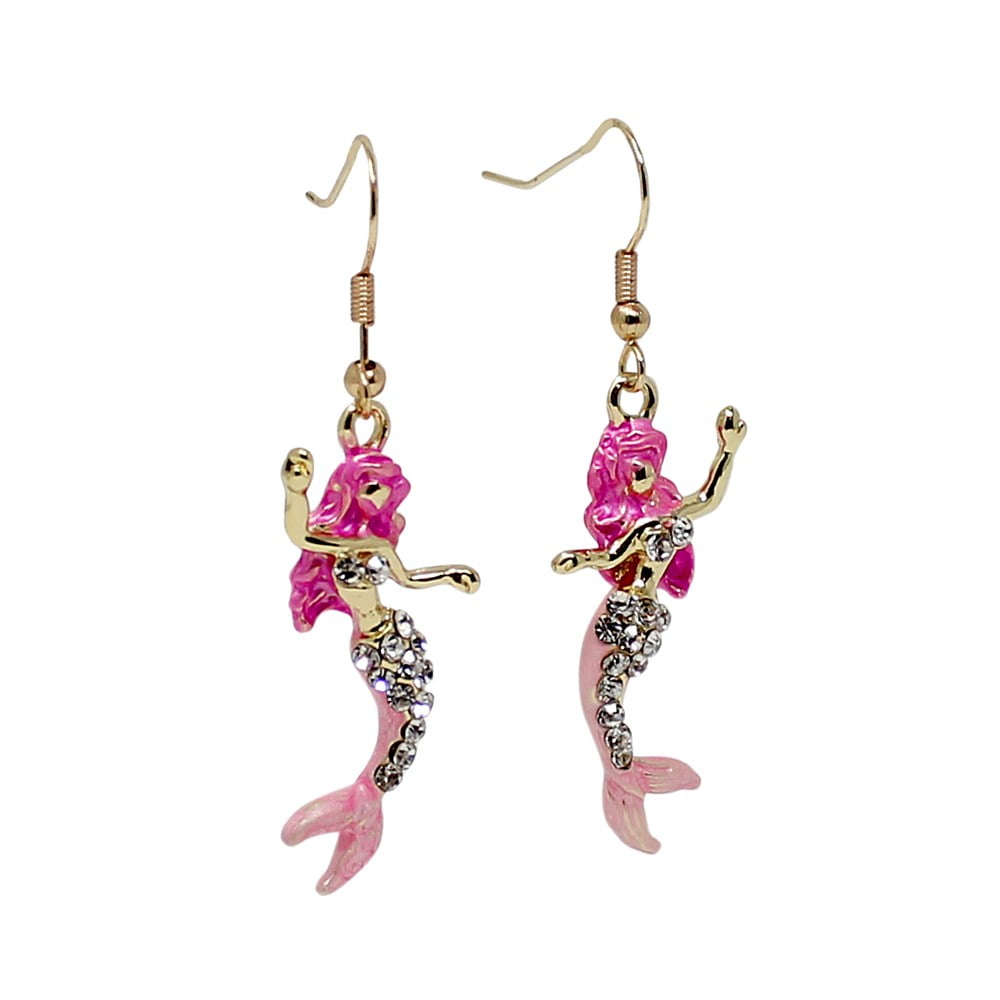 Jewelrynanny Mermaid Earrings with Crystals for Women Pink Walmart