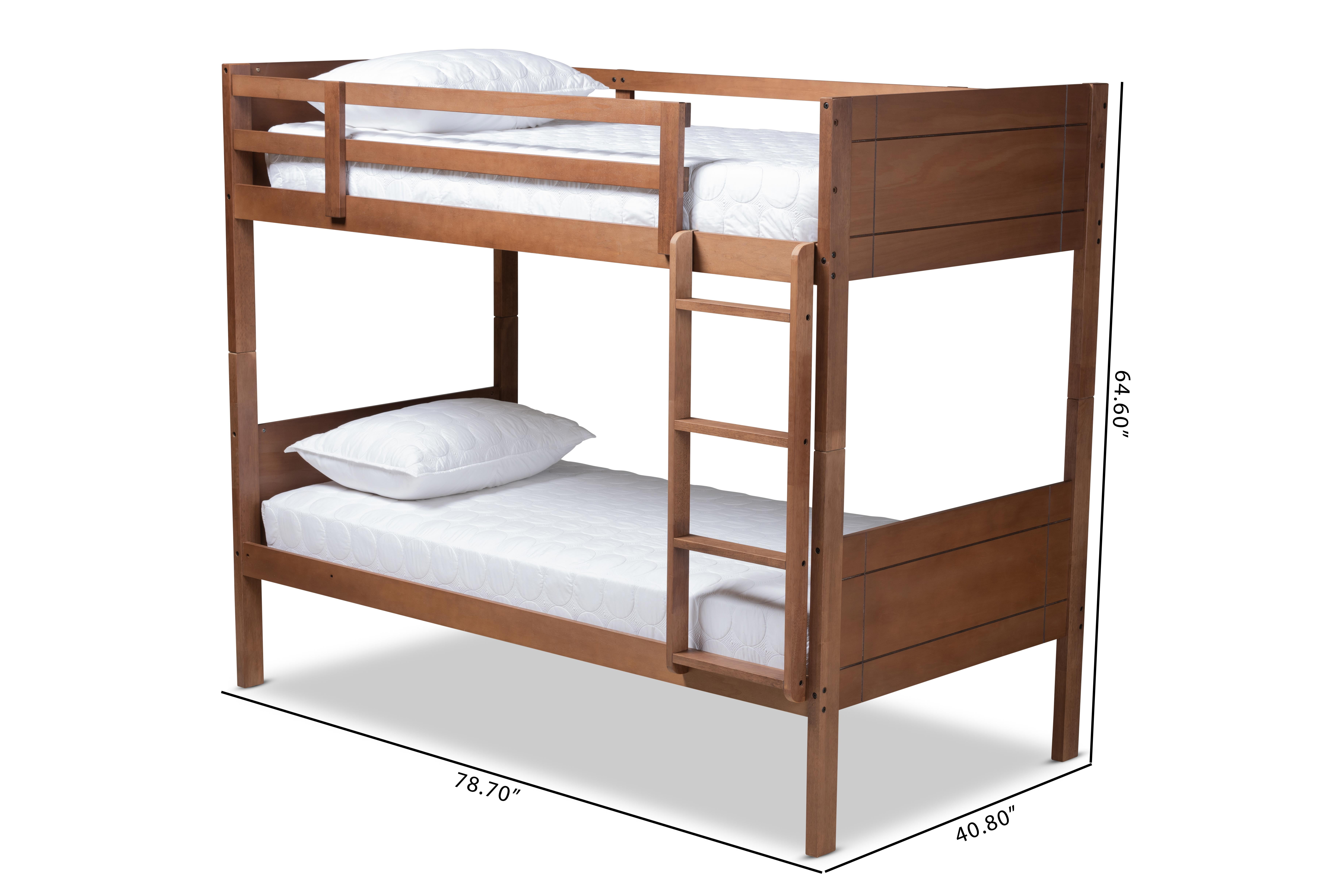 Baxton Studio Elsie Modern and Contemporary Walnut Brown Finished Wood Twin Size Bunk Bed