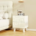 thumbnail image 2 of Gymax Mid Century Modern Bedside Table w/ 2 Storage Drawers & 3D Geometric Patterns, 2 of 10