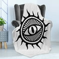 thumbnail image 4 of Occult Soft Flannel Fleece Throw Blanket, Third Eye in Sun Circle Pattern the Locus of Force Artwork Print Image, Cozy Plush for Indoor and Outdoor Use, 50" x 60", Black and White, by Ambesonne, 4 of 5
